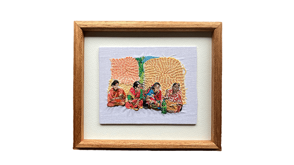 インド女性4人刺繍
